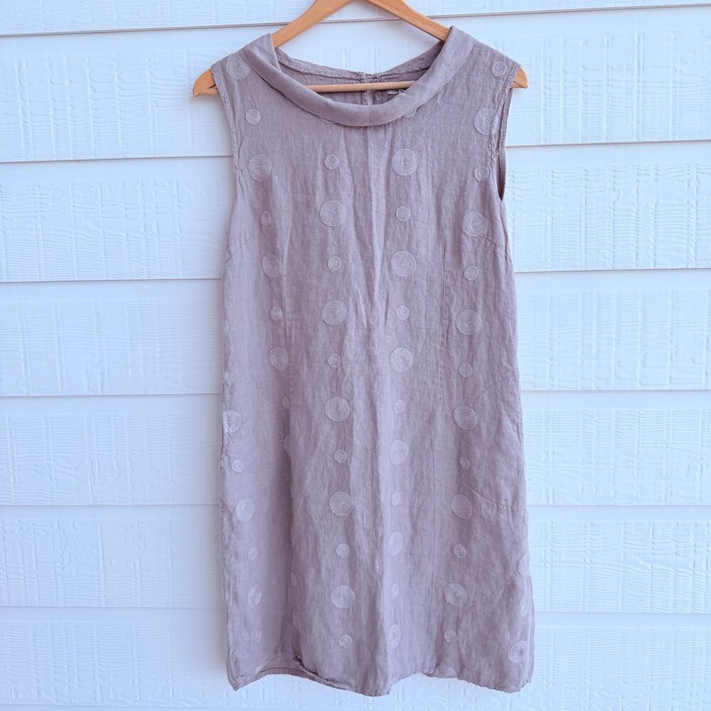 Lina Tomei Italian Linen Blend Embroidered Dress XL